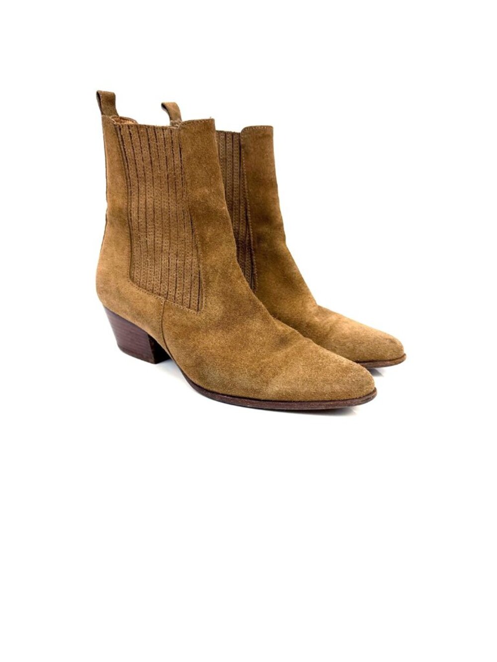 SANDRO‎ 100% Calfskin Suede Ankle Boots Camel Sand Size 36 US 5.5